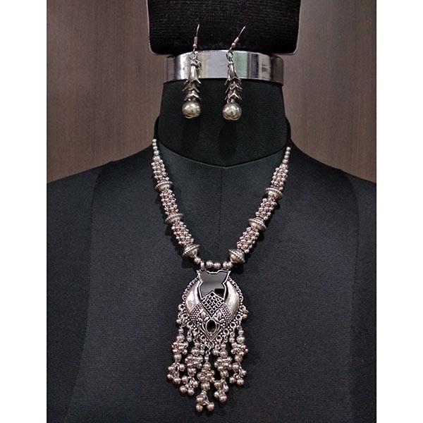 Jeweljunk Rhodium Plated Navratri Special Necklace Set - 1112886