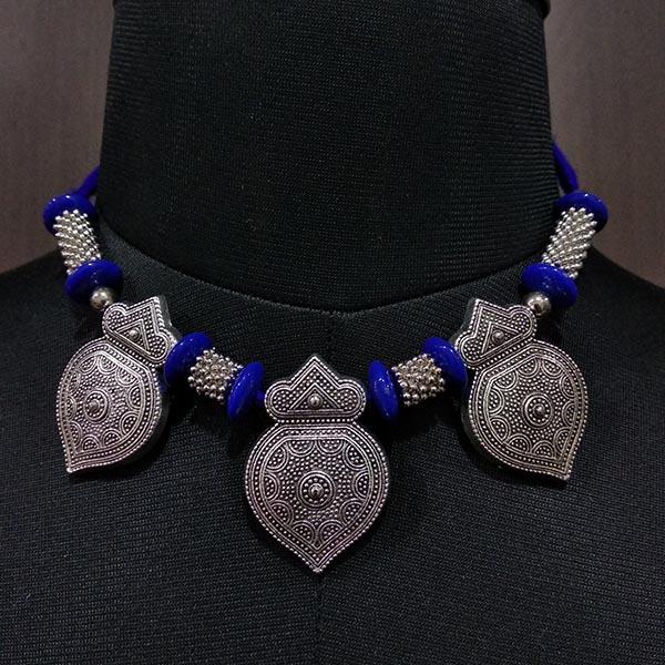 Jeweljunk Blue Beads Choker Navratri Necklace - 1112901E