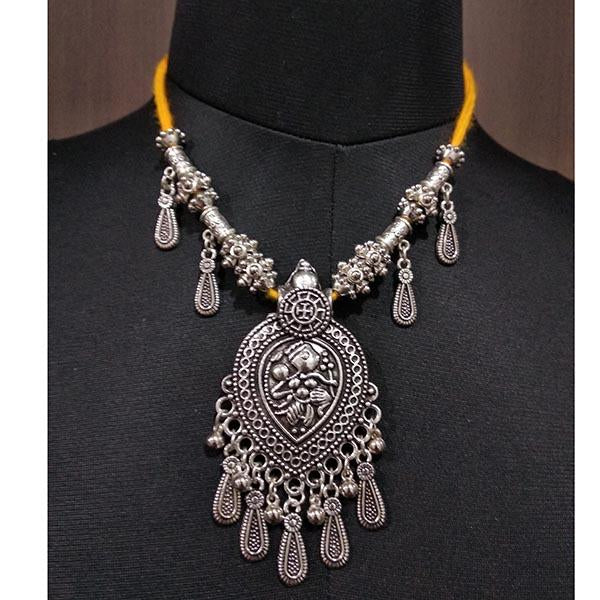 Jeweljunk Zinc Alloy Rhodium Plated Navratri Necklace - 1112903C