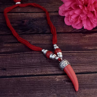 Jeweljunk Oxidised Plated Red color Necklace