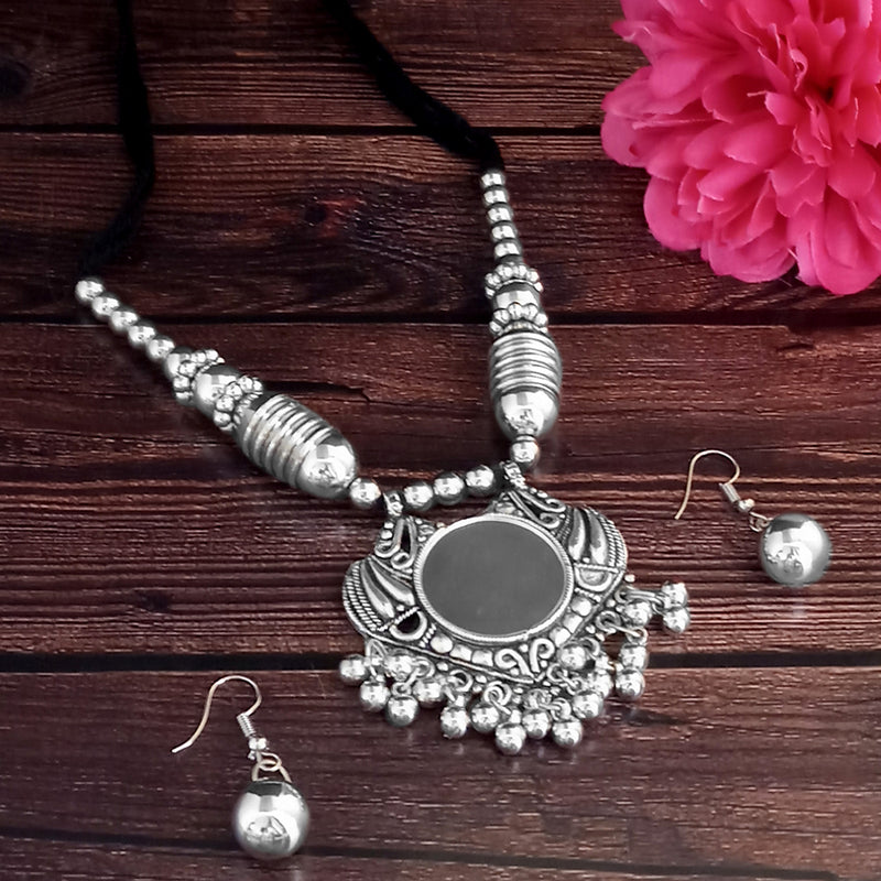 Jeweljunk Oxidised Plated Necklace Set