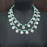 Jeweljunk Rhodium Plated Coin Statement Necklace - 1113031E