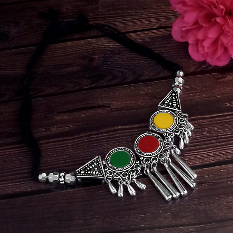 Jeweljunk Oxidised Plated Multicolor Necklace