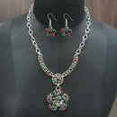 Urthn Pota Stone Floral Design Statement Neckalce Set