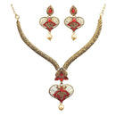 Kriaa Gold Plated Brown Austrian Stone Necklace Set