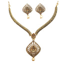 Kriaa Gold Plated Brown Austrian Stone Necklace Set