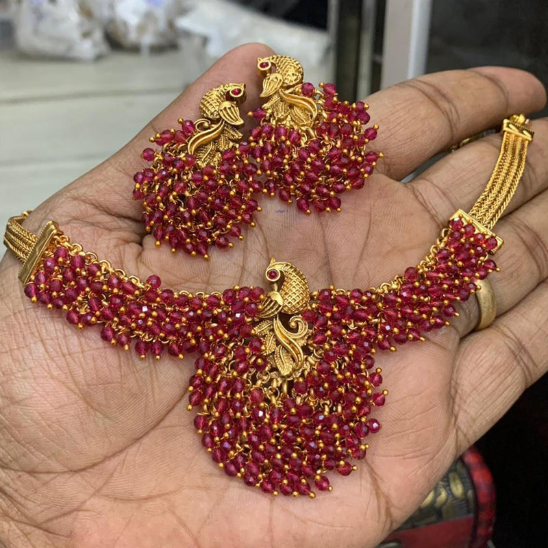 Gold plated deals peacock necklace set