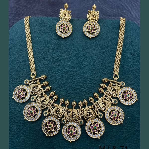 Sona Creation Gold Plated AD Stone Necklace Set