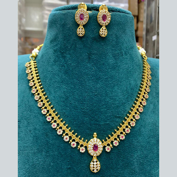 Sona Creation Gold Plated Austrian  Stone Necklace Set