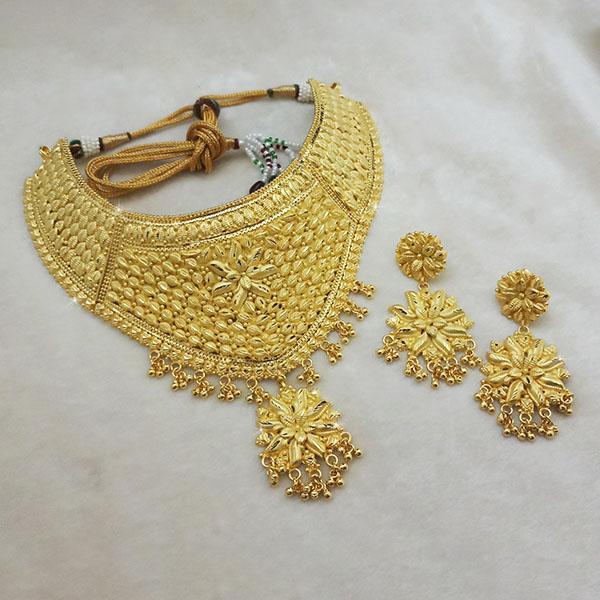 Utkrishtt Copper Forming Gold Plated Choker Necklace Set - 1113305