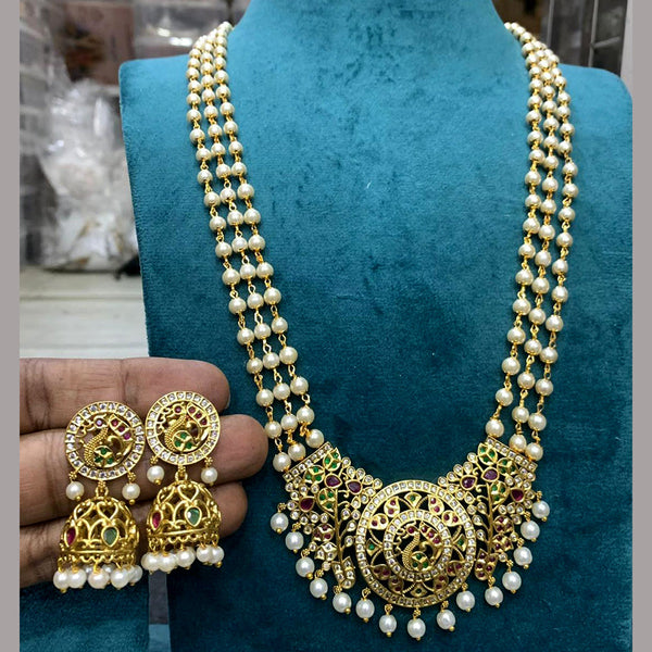 Sona Creation Gold Plated Pearl Long Necklace Set