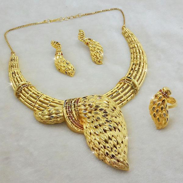 Utkrishtt Copper Forming Gold Plated Choker Necklace Set - 1113313