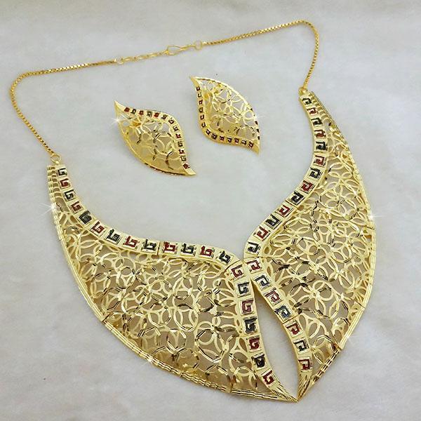 Utkrishtt Copper Forming Gold Plated Choker Necklace Set - 1113314