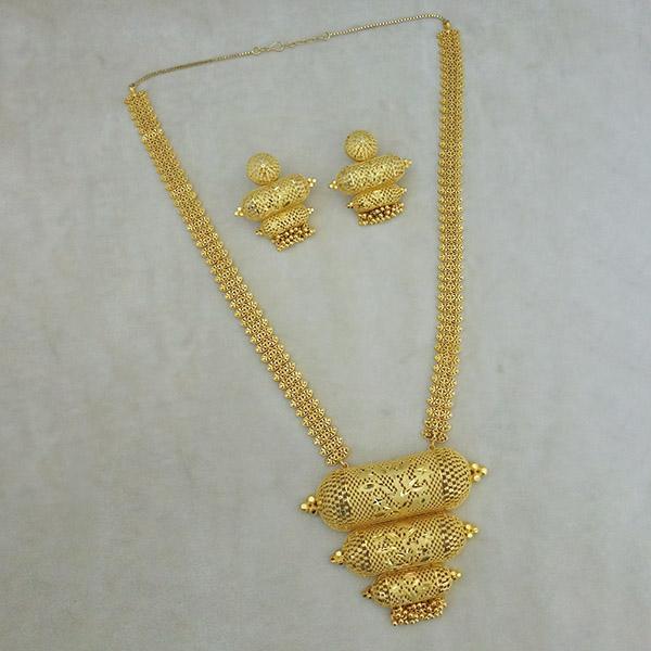 Utkrishtt Copper Forming Gold Plated Long Necklace Set - 1113338