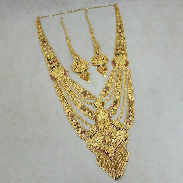 Utkrishtt Copper Forming Gold Plated Long Necklace Set - 1113339