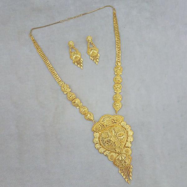 Utkrishtt Copper Forming Gold Plated Long Necklace Set - 1113364