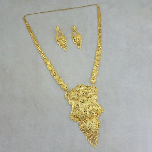 Utkrishtt Copper Forming Gold Plated Long Necklace Set - 1113365