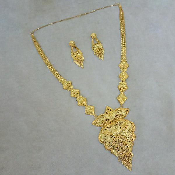 Utkrishtt Copper Forming Gold Plated Long Necklace Set - 1113367