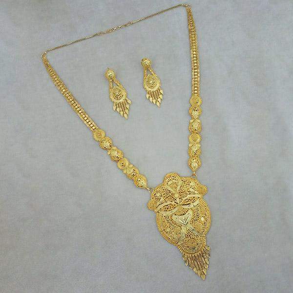 Utkrishtt Copper Forming Gold Plated Long Necklace Set - 1113369