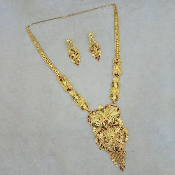 Utkrishtt Copper Forming Gold Plated Long Necklace Set - 1113372