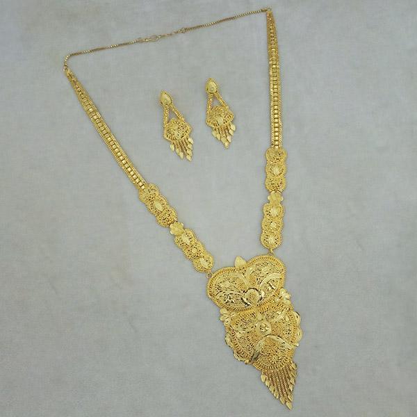 Utkrishtt Copper Forming Gold Plated Long Necklace Set - 1113373