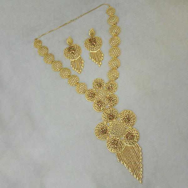 Utkrishtt Copper Forming Gold Plated Long Necklace Set - 1113376