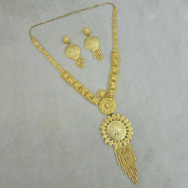 Utkrishtt Copper Forming Gold Plated Long Necklace Set - 1113377