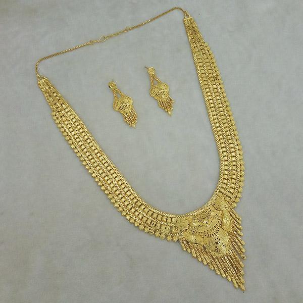 Utkrishtt Copper Forming Gold Plated Long Necklace Set - 1113378