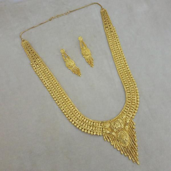 Utkrishtt Copper Forming Gold Plated Long Necklace Set - 1113379