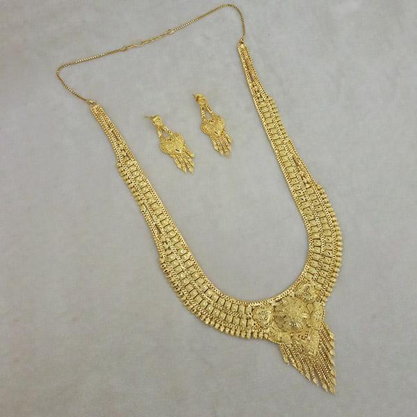 Utkrishtt Copper Forming Gold Plated Long Necklace Set - 1113380