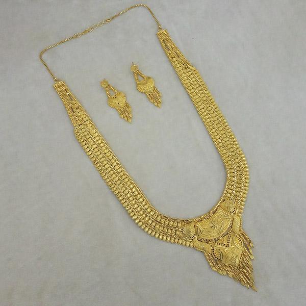 Utkrishtt Copper Forming Gold Plated Long Necklace Set - 1113381