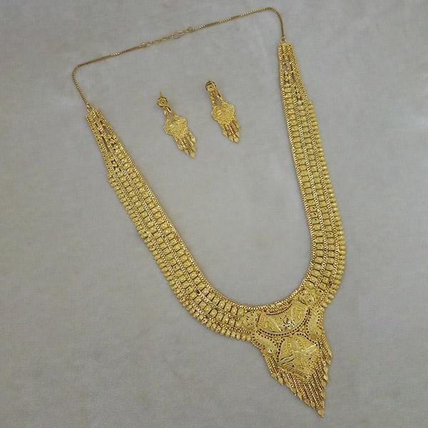 Utkrishtt Copper Forming Gold Plated Long Necklace Set - 1113382