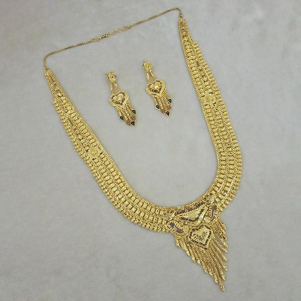 Utkrishtt Copper Forming Gold Plated Long Necklace Set - 1113383