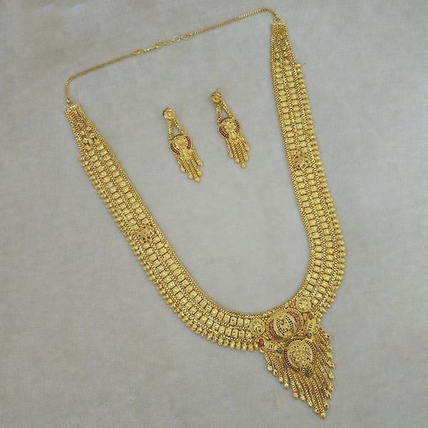 Utkrishtt Copper Forming Gold Plated Long Necklace Set - 1113386