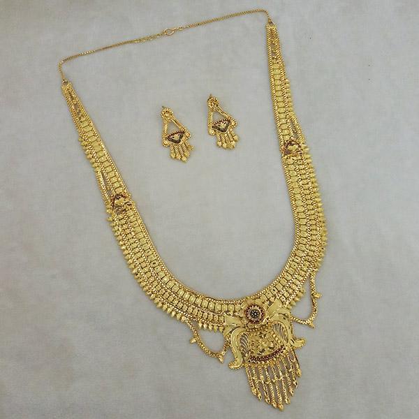 Utkrishtt Copper Forming Gold Plated Long Necklace Set - 1113387