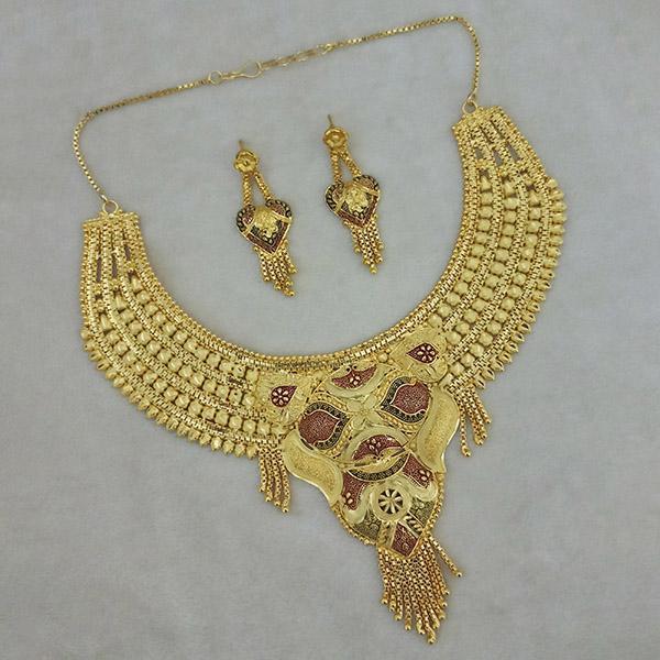 Utkrishtt Copper Forming Gold Plated Choker Necklace Set - 1113389