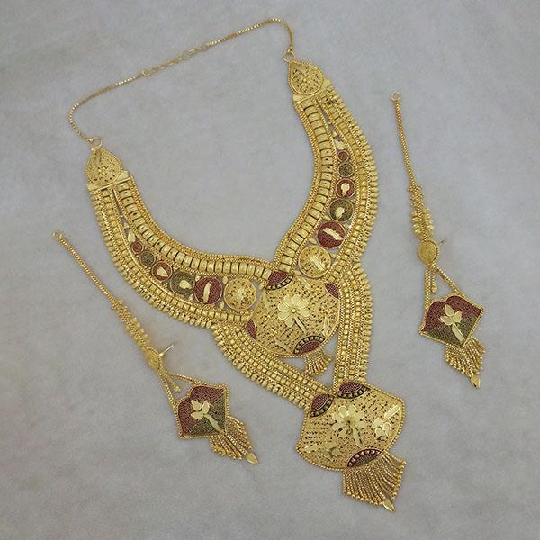 Utkrishtt  Copper Forming Gold Plated Long Necklace Set - 1113397