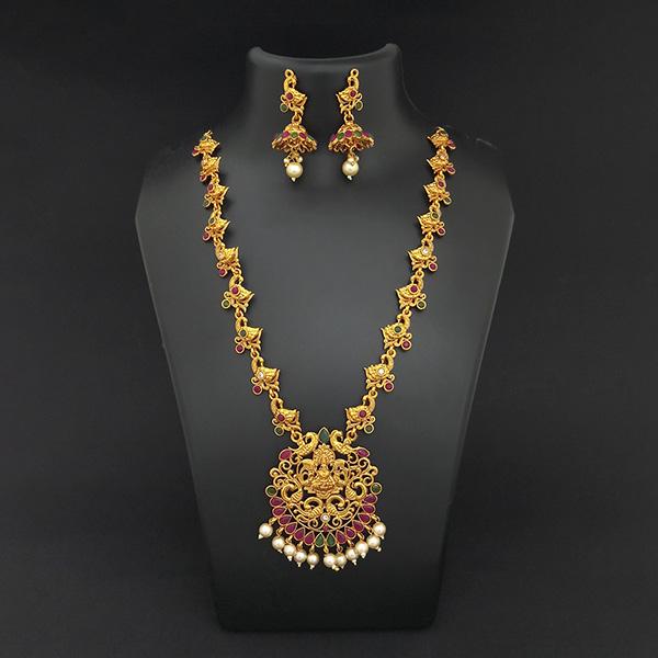 Kriaa Gold Plated Pota Stones Long Necklace Set