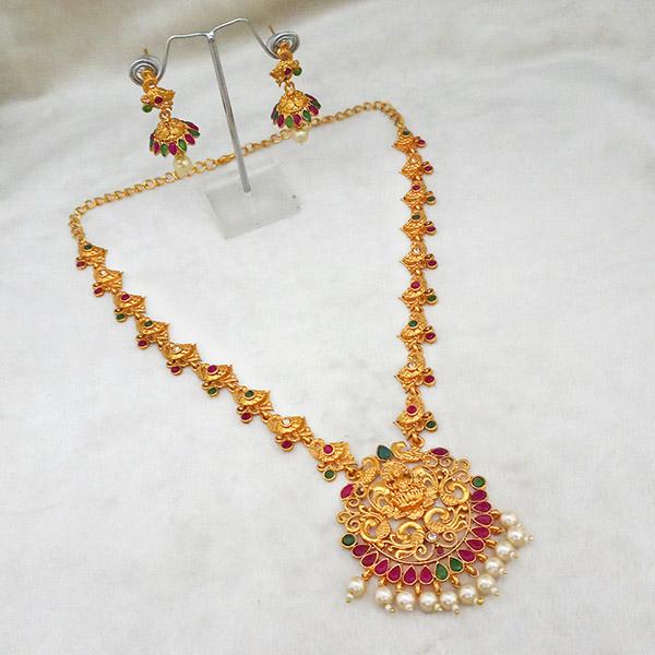 Kriaa Gold Plated Pota Stones Long Necklace Set