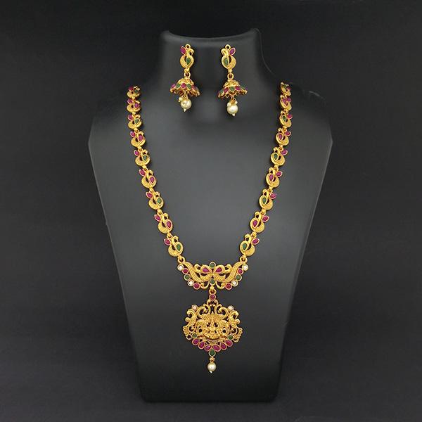 Kriaa Gold Plated Pota Stones Long Necklace Set