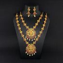 Kriaa Gold Plated Pota Stones Long Necklace Set