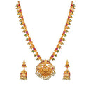 Kriaa Maroon And Green Pota Stone Necklace Set - 1113754