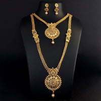 Kriaa Double Layer Gold Plated Necklace Set