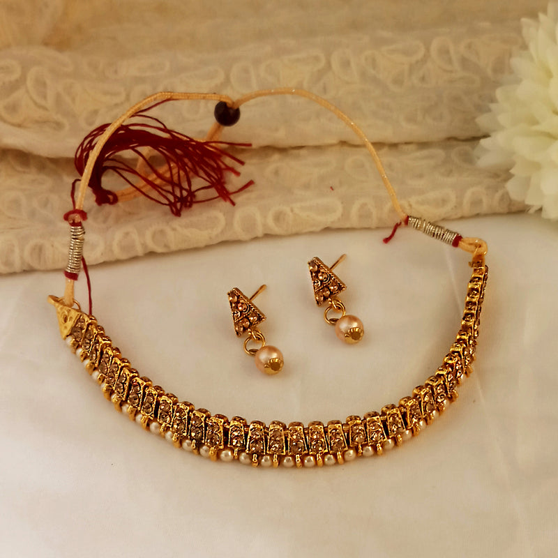 Kriaa Austrian Stone Gold Plated Necklace Set