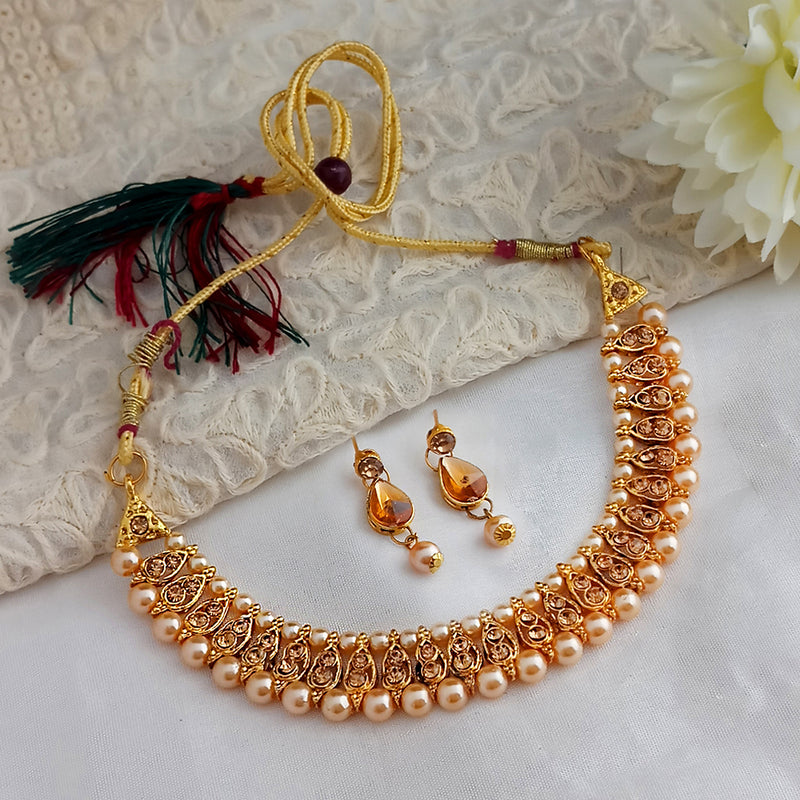 Kumavat Jewels Traditional Choker Gold Plated Necklace Set
