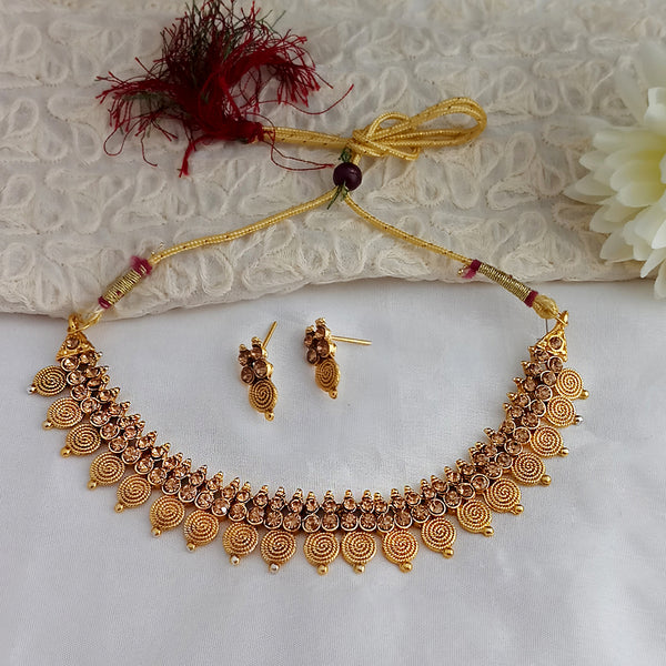 Kumavat Jewels Traditional Choker Gold Plated Necklace Set