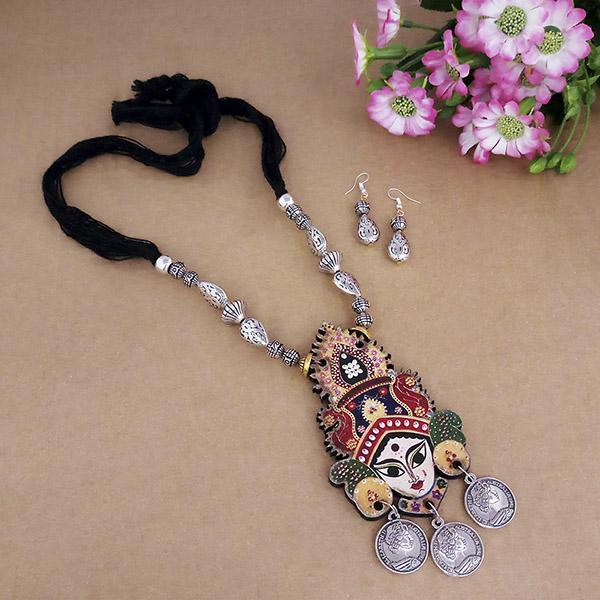 Urthn Digital Printed Wooden Thread Necklace Set - 1114140