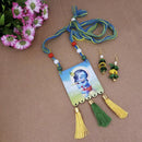 Urthn Lord Krishna Digital Printed Wooden Necklace Set - 1114141