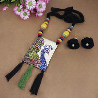 Urthn Digital Printed Wooden Necklace Set - 1114153