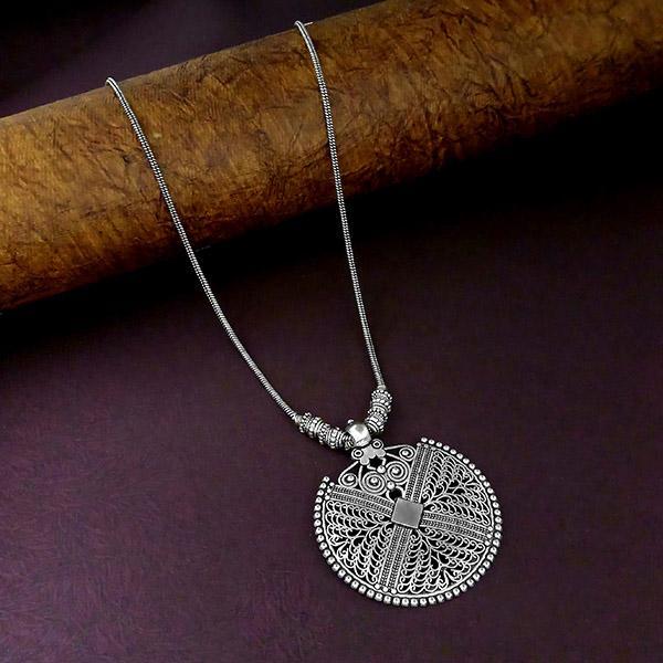 Jeweljunk Oxidised Plated Round Shape Necklace - 1114553